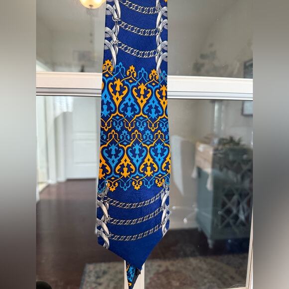 Rush Limbaugh No Boundaries Collection “Blue Links” Silk Tie USA 1996 vintage - Picture 1 of 6